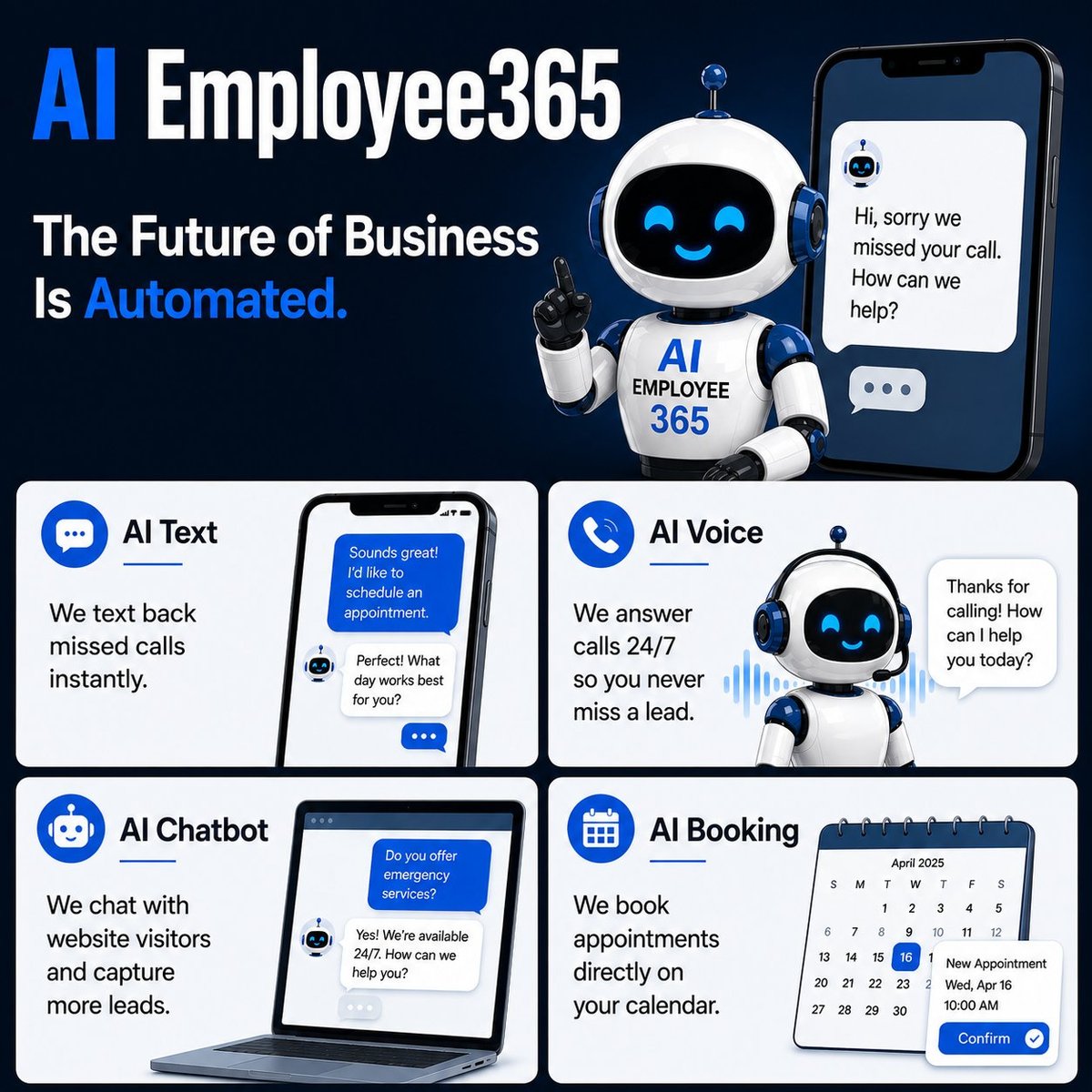 AI Employee 365 — AI Text, AI Voice, AI Chatbot, AI Booking
